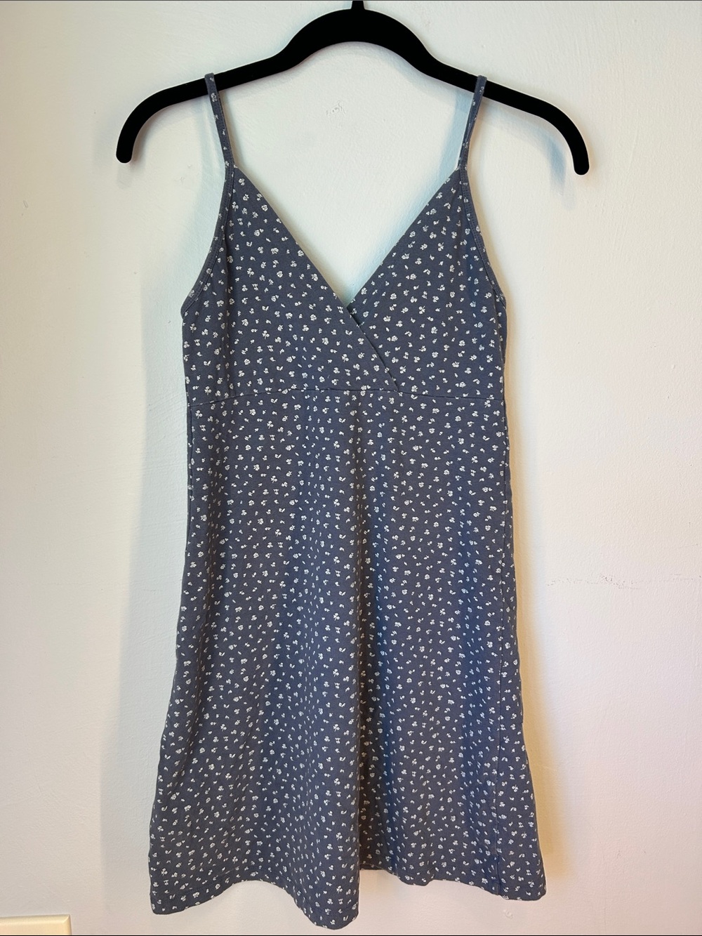 Spaghetti Strap Blue Floral Slip Dress